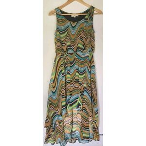 Joy Joy Empire Waist Sleeveless Multicolor Geometric Print Hi-low Dress Size‎ S